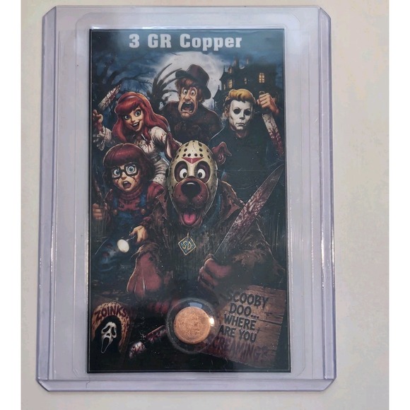 Other - Scooby Doo Horror Fan Art 3 Gram Copper Bullion Round Card Jason Freddy Michael